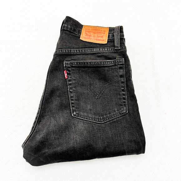 Levi's Black Skinny Denim Jeans Raw Hem Button Fly Charcoal Black Wash Size 25 - Picture 1 of 9